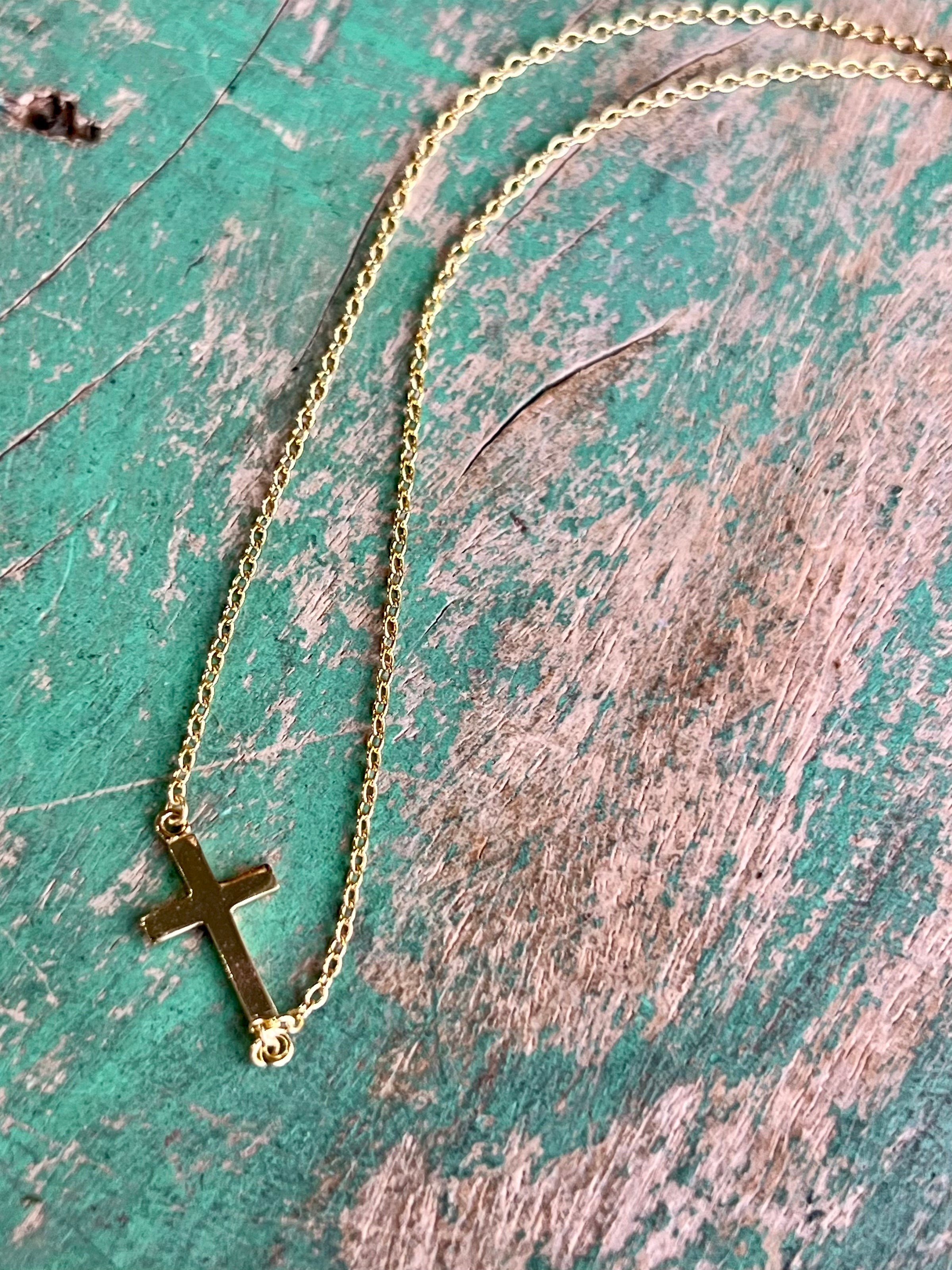 Side Cross Sterling Silver Necklace