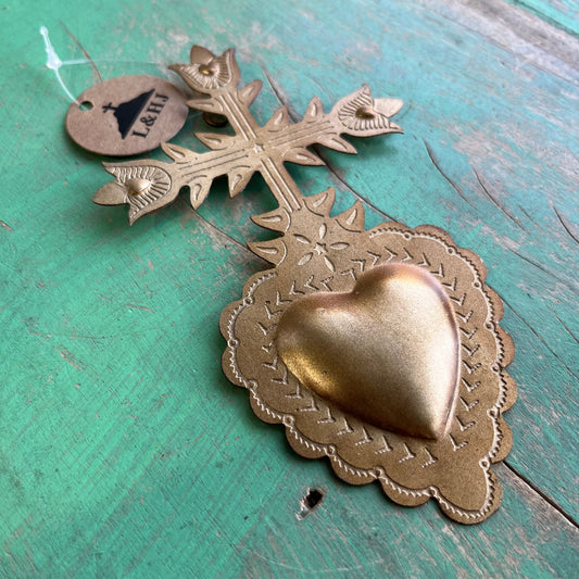 Small Cross My Heart Tin Ornament