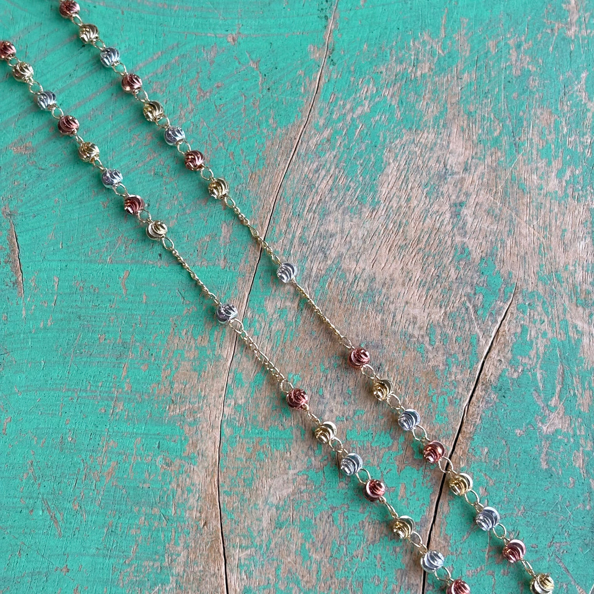 Tri-Color Our Lady of Guadalupe Rosary Necklace – 18K Gold Plated