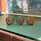 Beaded Sacred Heart Adjustable Ring – Gold & Silver Plated Faith Jewelry