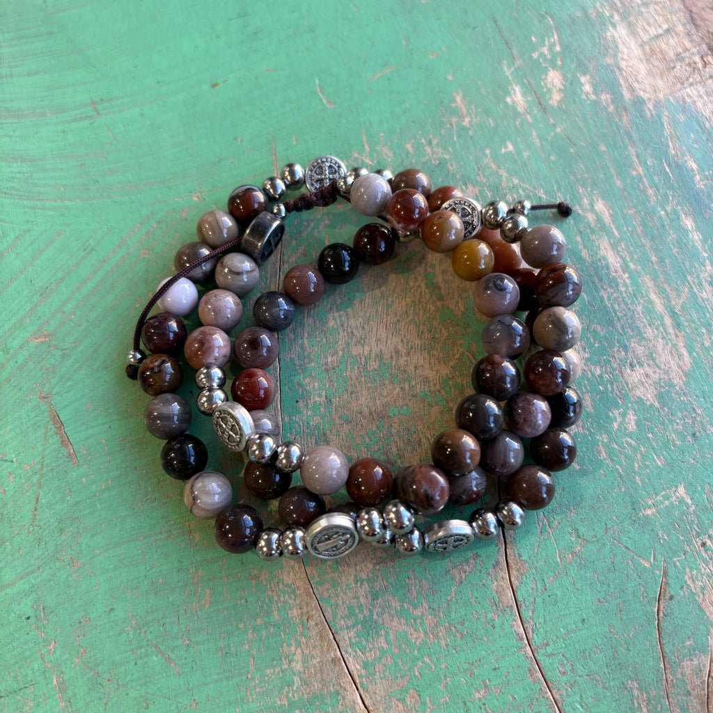 Men's St Benedict Rosary Wrap Bracelet