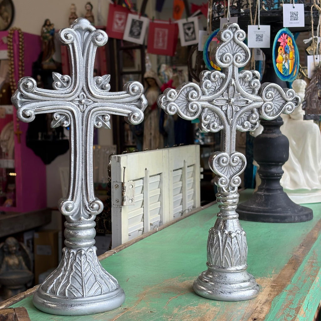 12" Standing Silver Cross