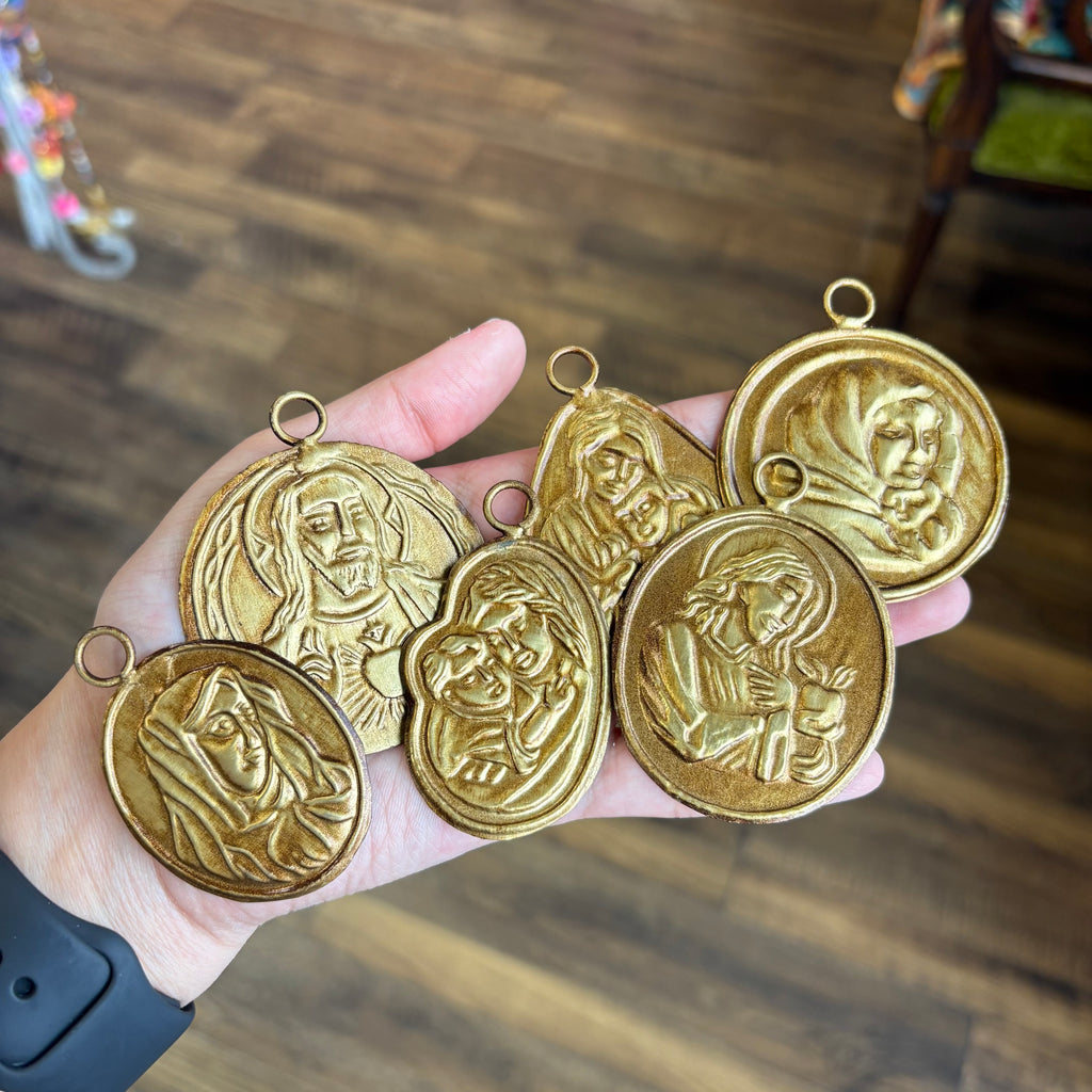 Brass Medallions with Religious Images
