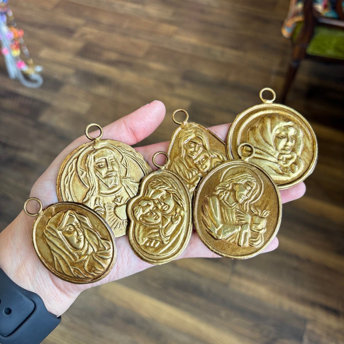 Brass Medallions with Religious Images