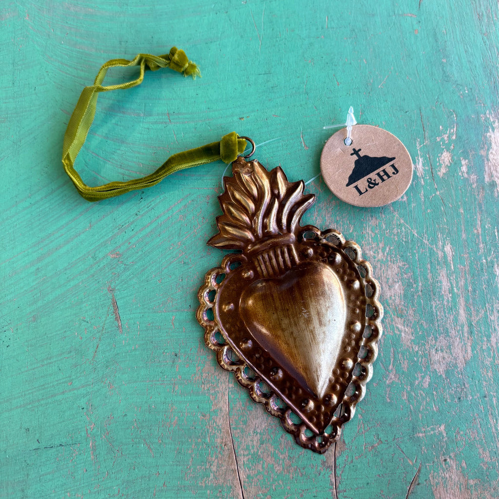 Small 4" Sacred Heart Tin Ornament