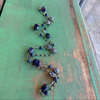 Long Blue Sodalite, Crystal and Stone Pave Necklace