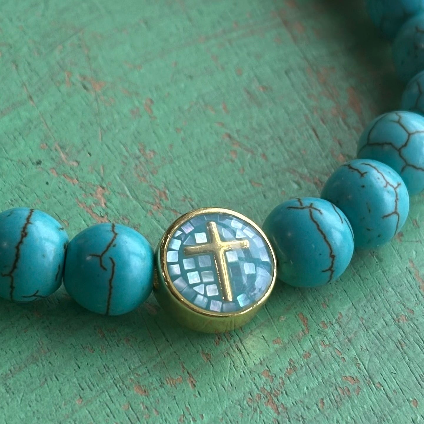 Mosaic Cross Turquoise Bracelet