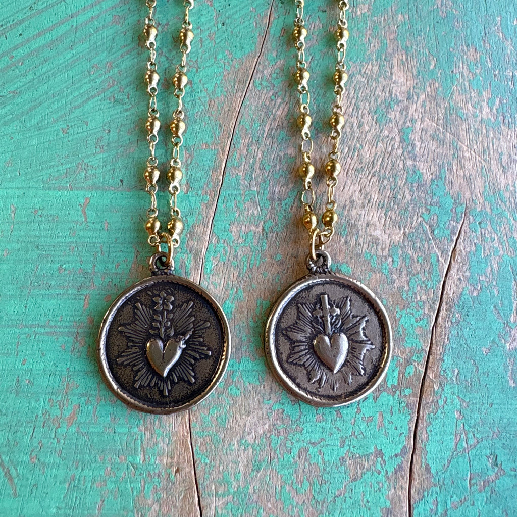 Double Sided Sacred Heart Necklace