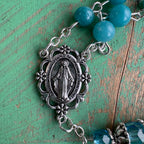 Miraculous Aqua Stone Rosary