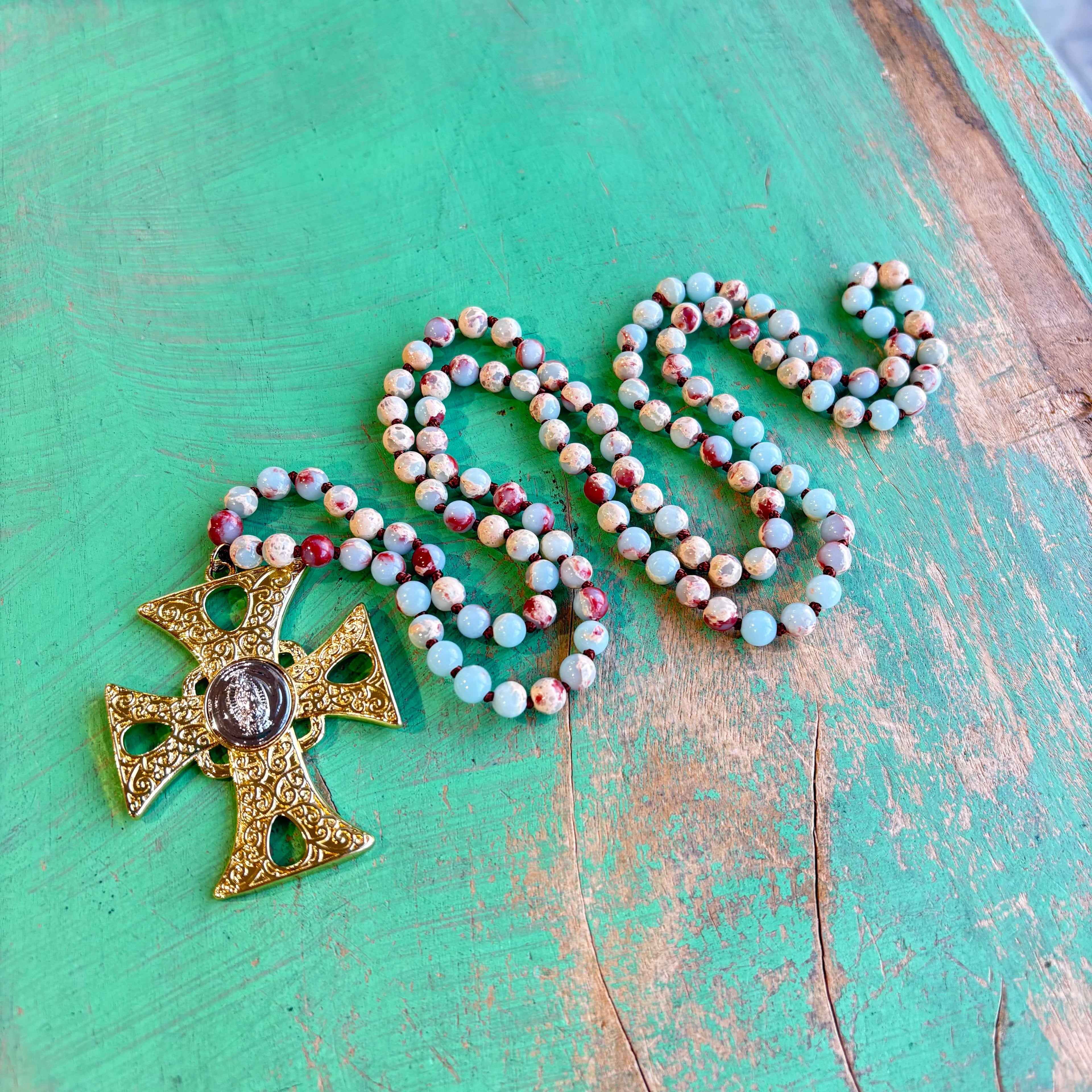Knotted Two Tone OLG Cross Necklace