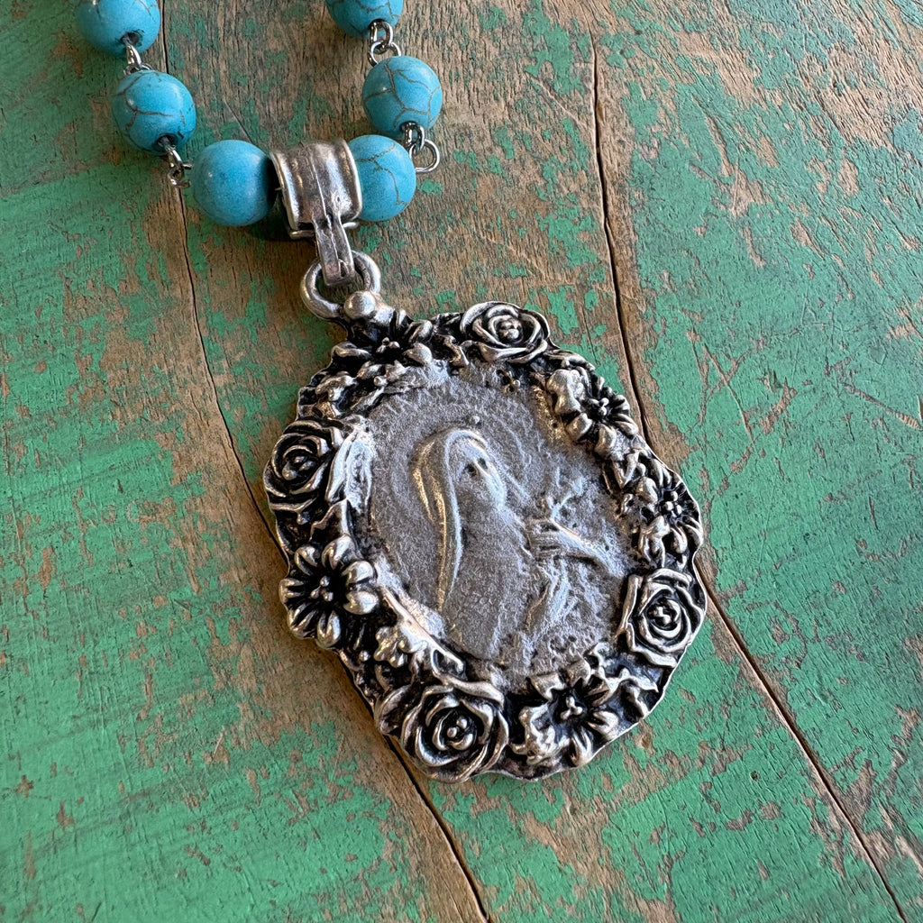 St Therese Turquoise Necklace Or Earrings