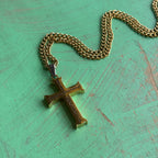 Iron Thick Gold Cross 24” Necklace