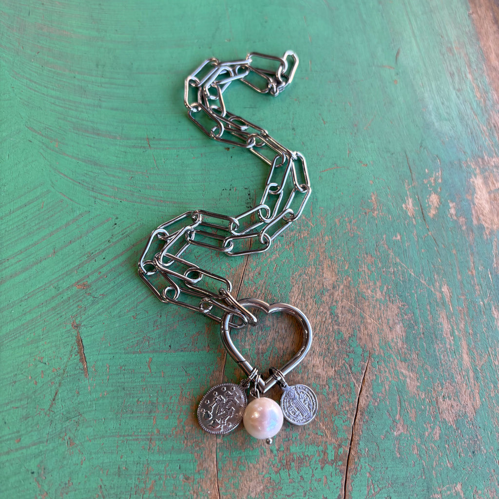 Pearl Of Wisdom Paperclip Chain Necklace
