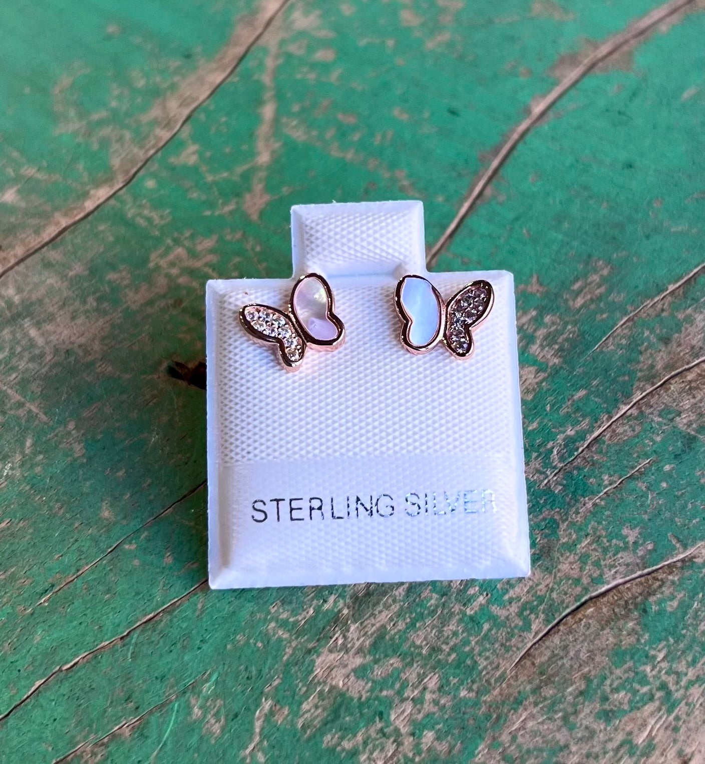 Sterling Silver Rose Gold Stud Earrings