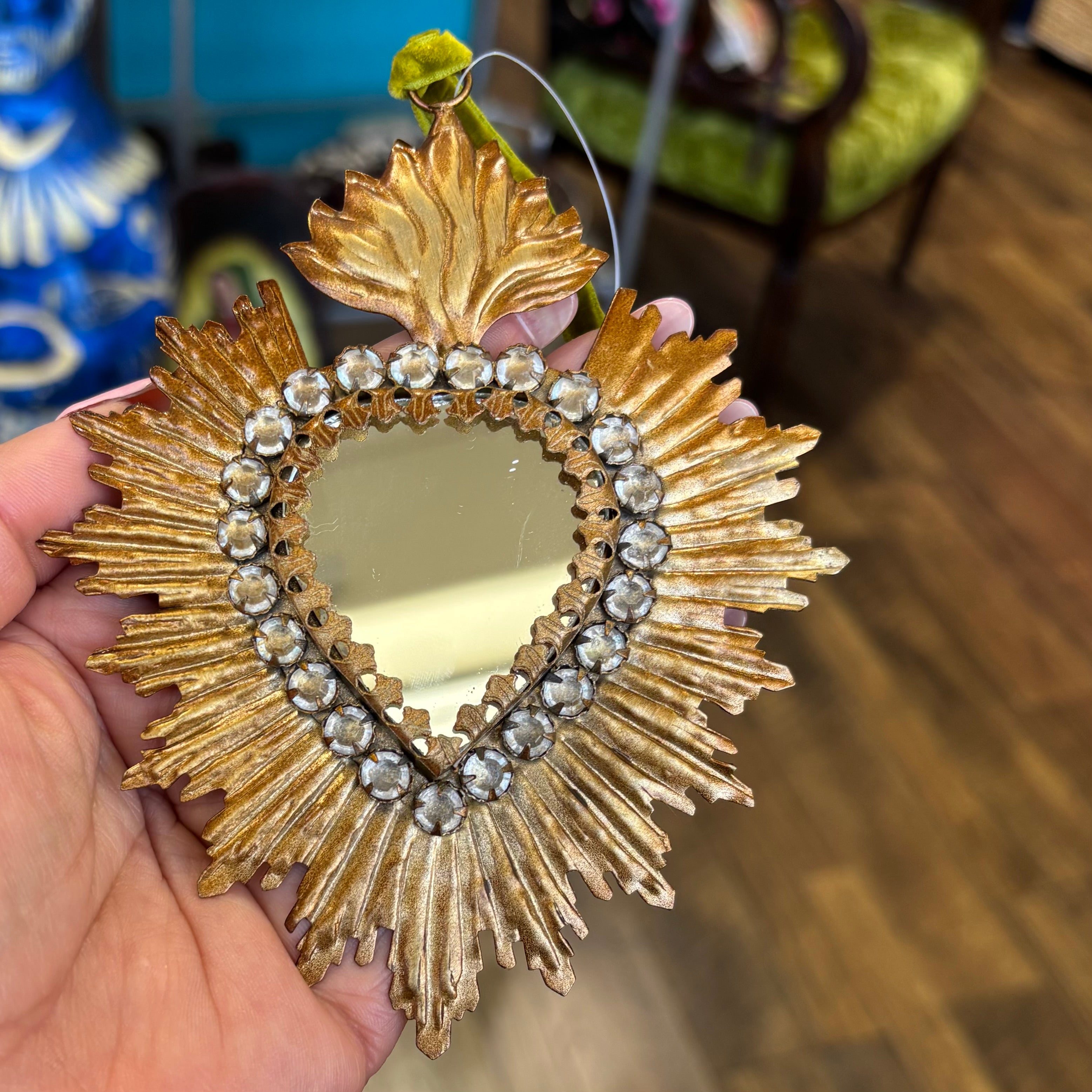 Jeweled Rays Gold Sacred Heart Mirror