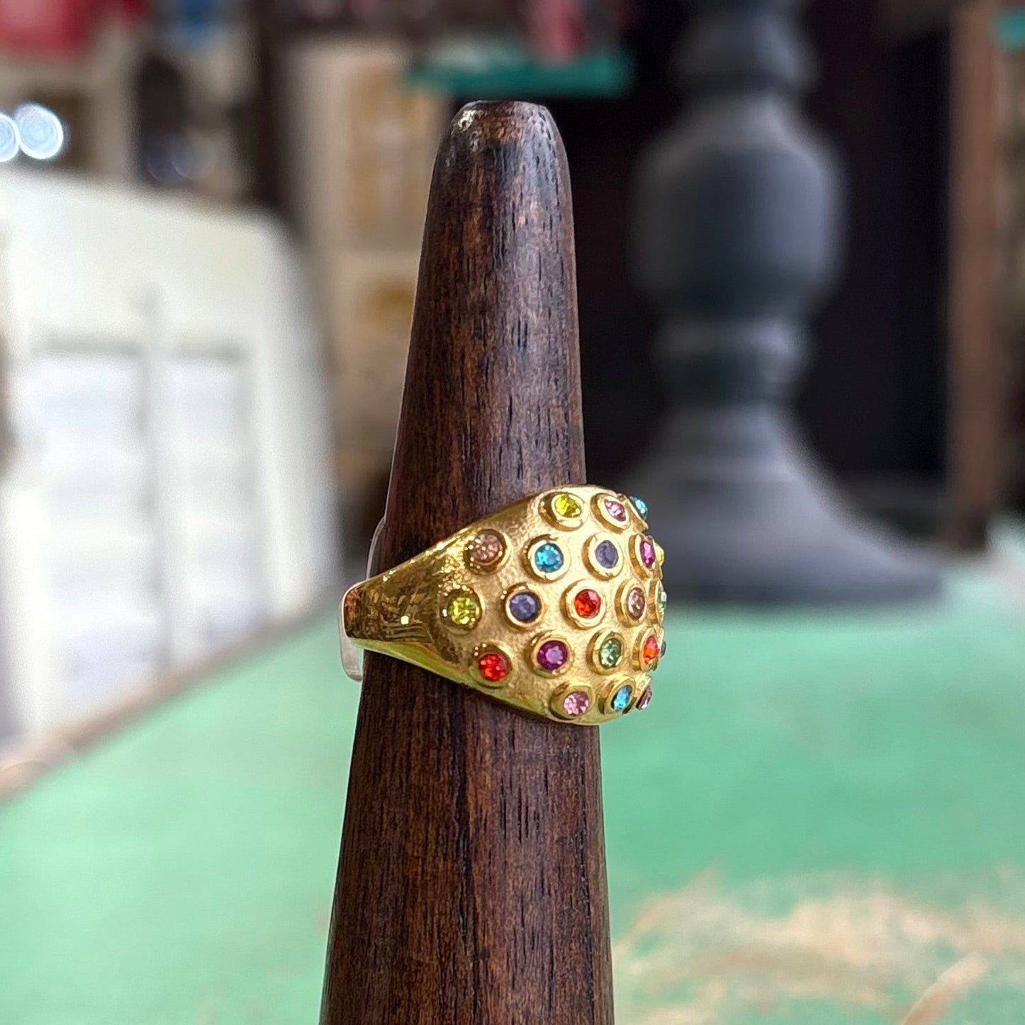 Bejeweled Stainless Steel Dome Rings