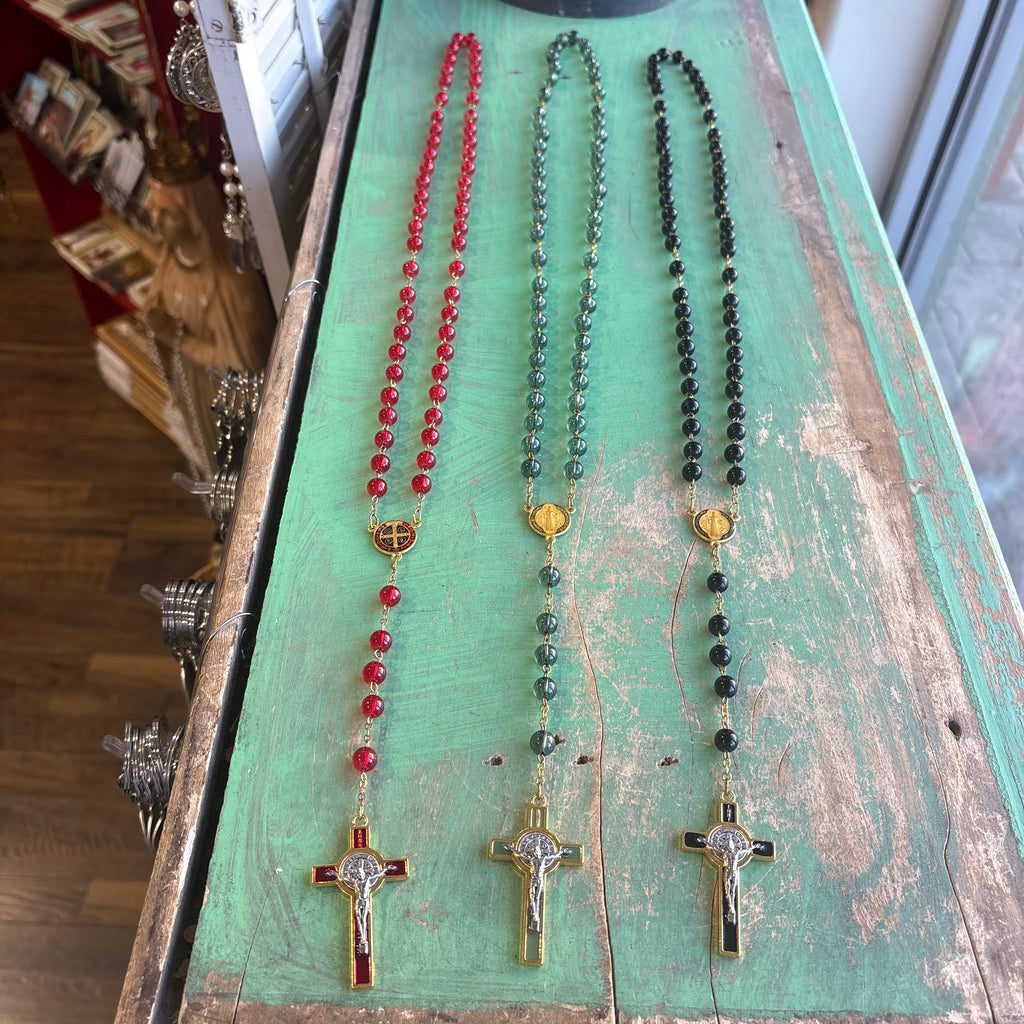 Glass Bead St Benedict Rosary
