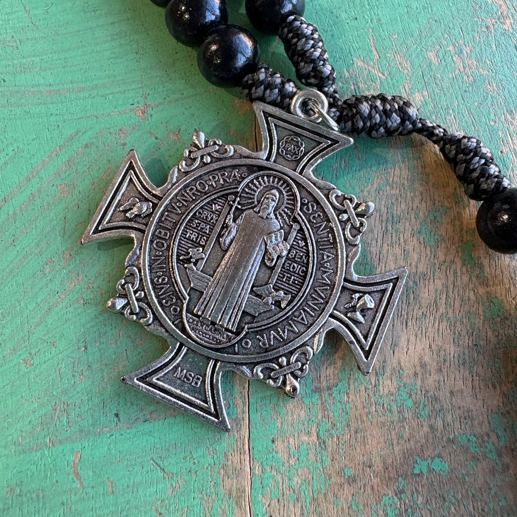 St. Benedict Black Paracord Rosary