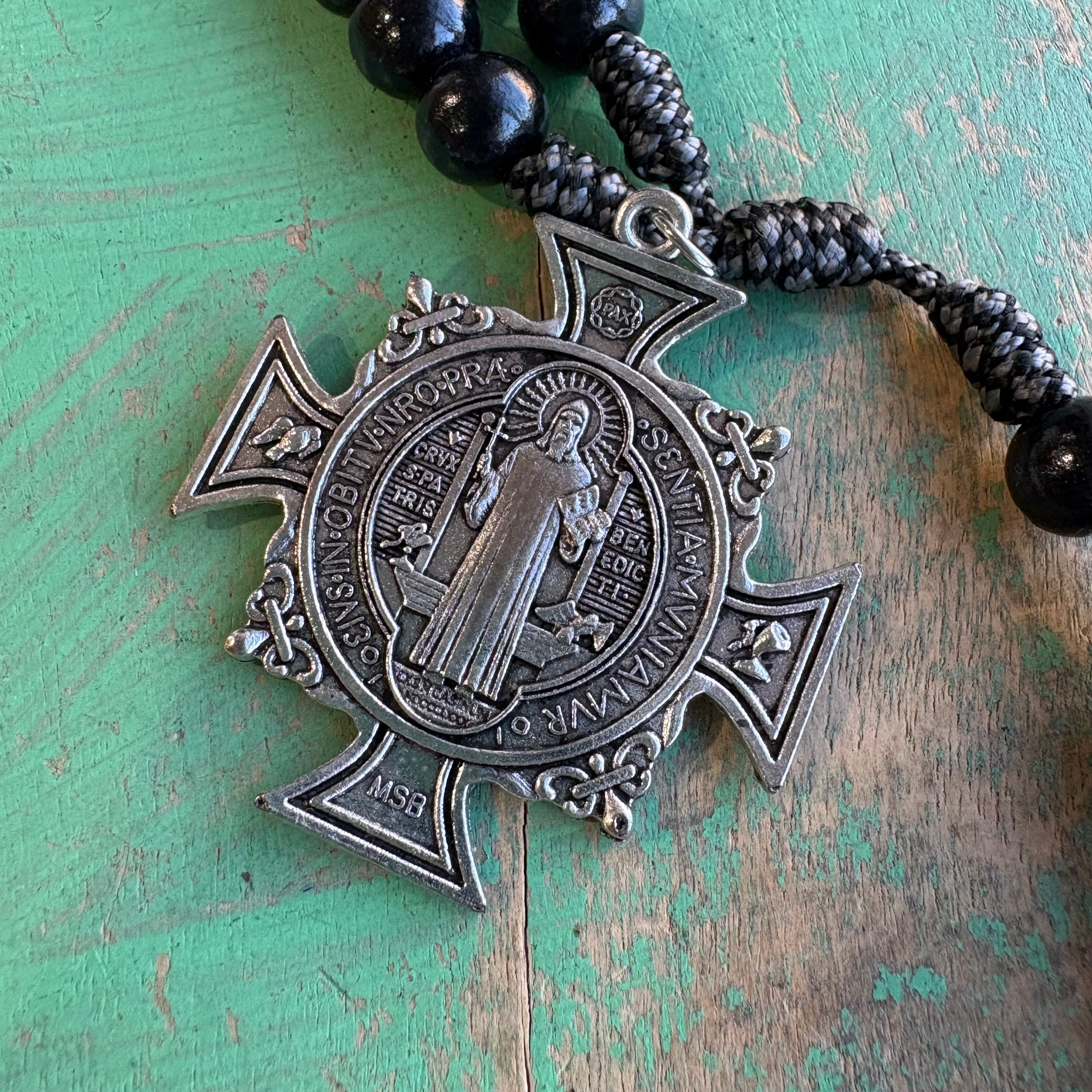 St. Benedict Black Paracord Rosary