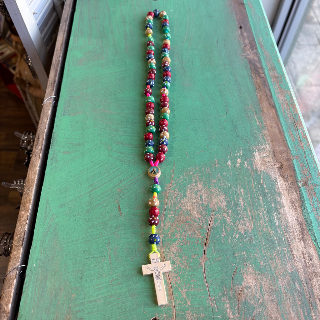 Colorful Wooden Polka-Dot Rosary For Kids