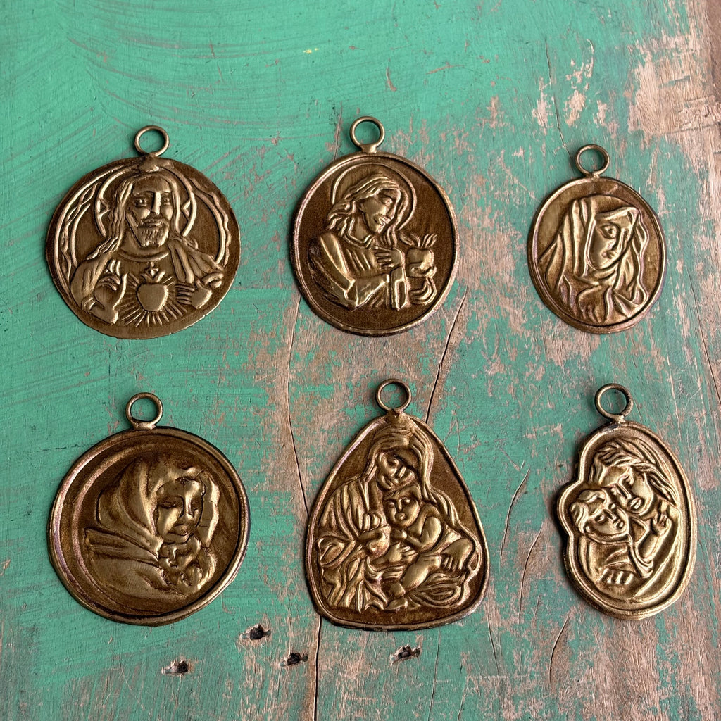 Brass Medallions with Religious Images