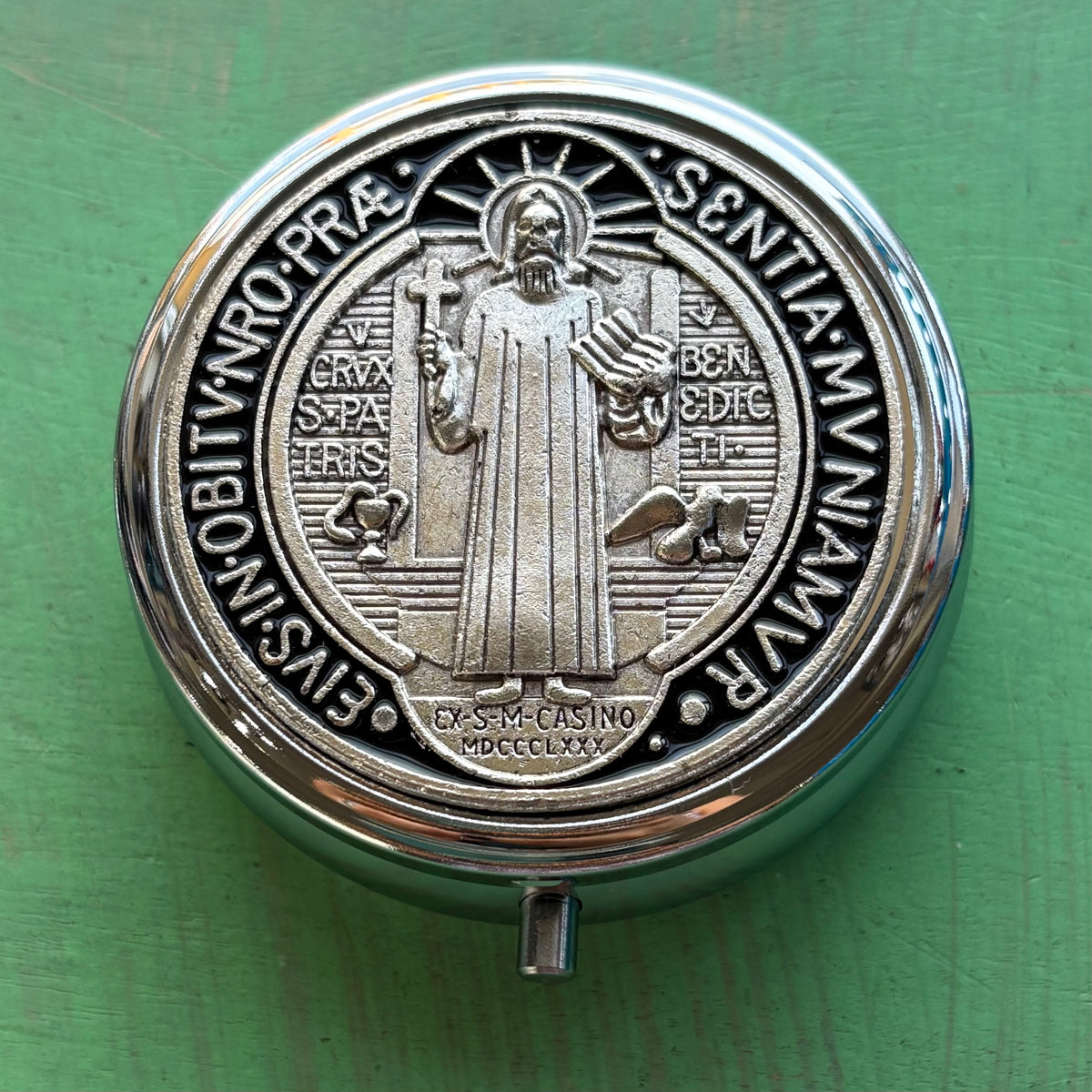 Metal Pyx Box - 2" With Sacred Images