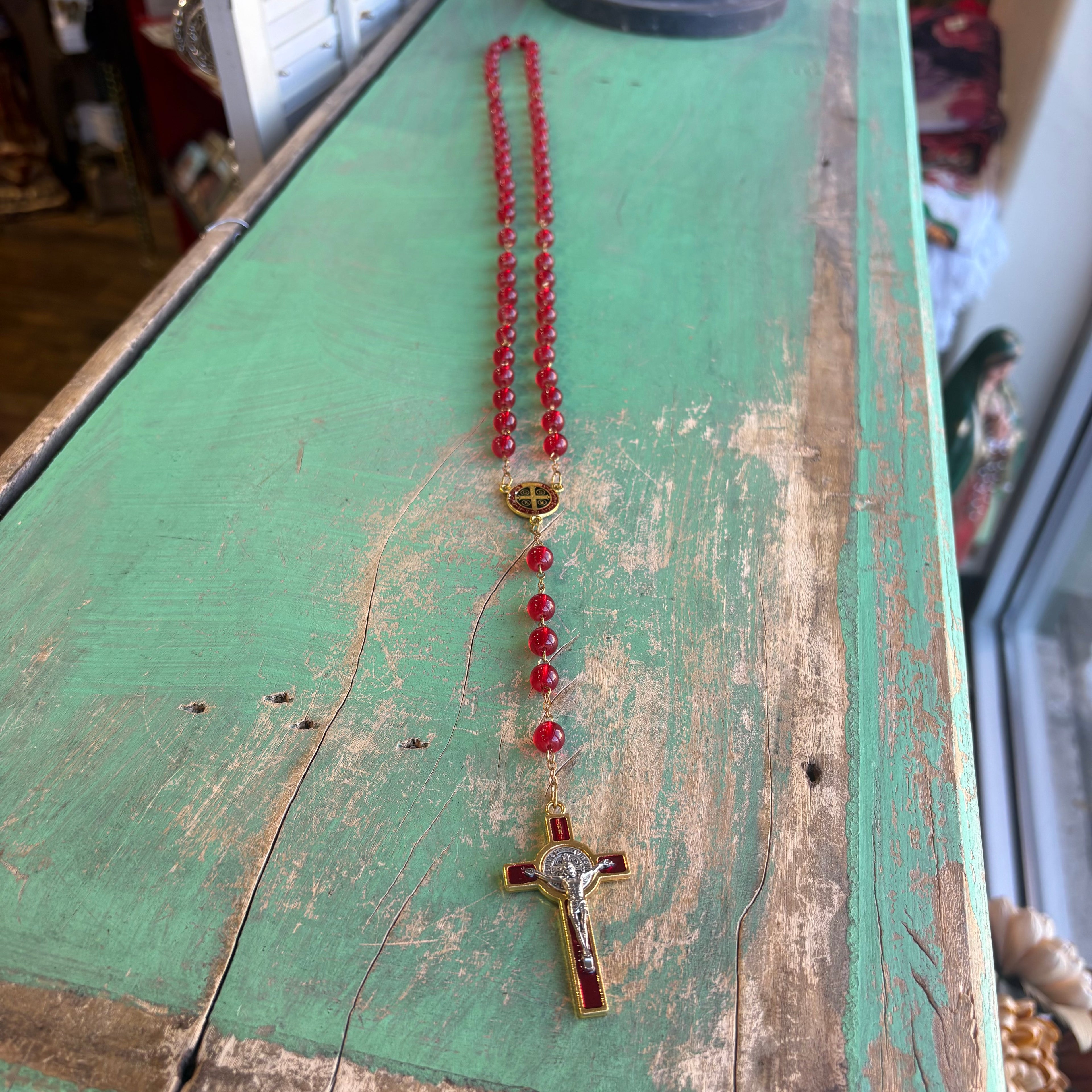 Glass Bead St Benedict Rosary