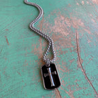 Bold Faith Black Enamel Cross Necklace
