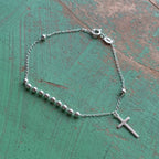 Sterling Silver 3mm Rosary Bead Decade Bracelet