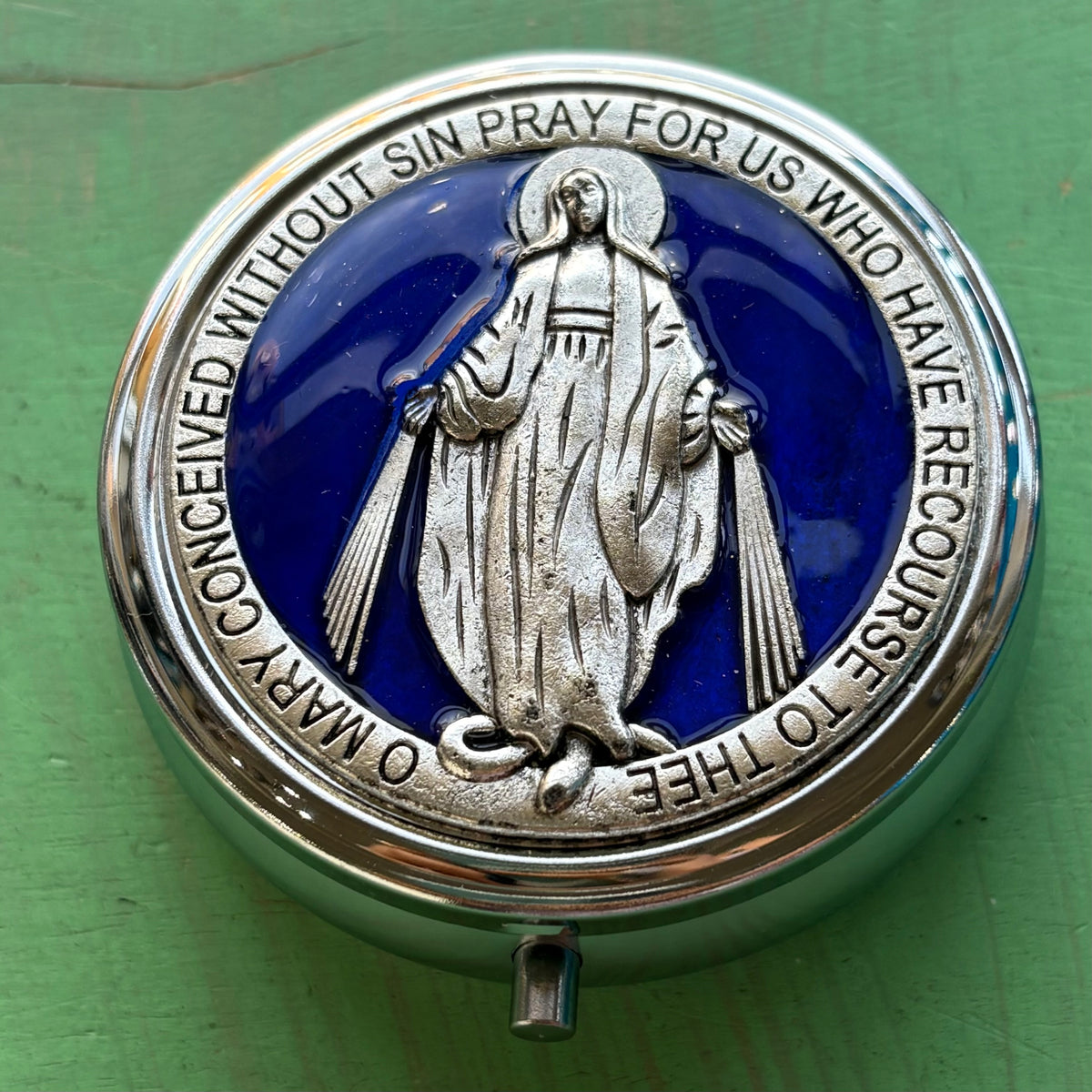 Metal Pyx Box - 2" With Sacred Images