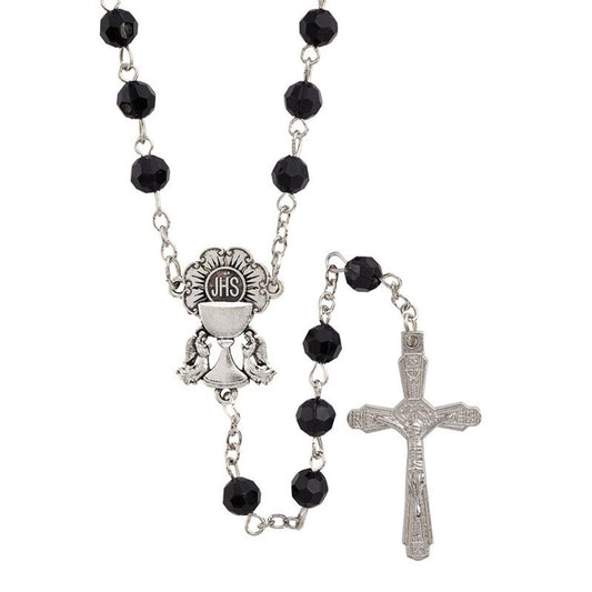 Boys Holy Communion Black Rosary