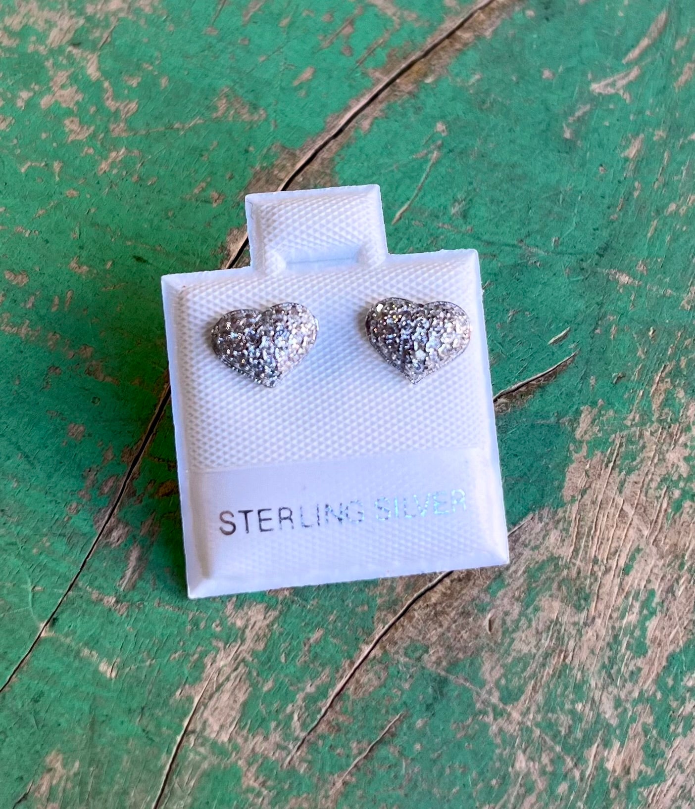 Sterling Silver CZ Heart Studs