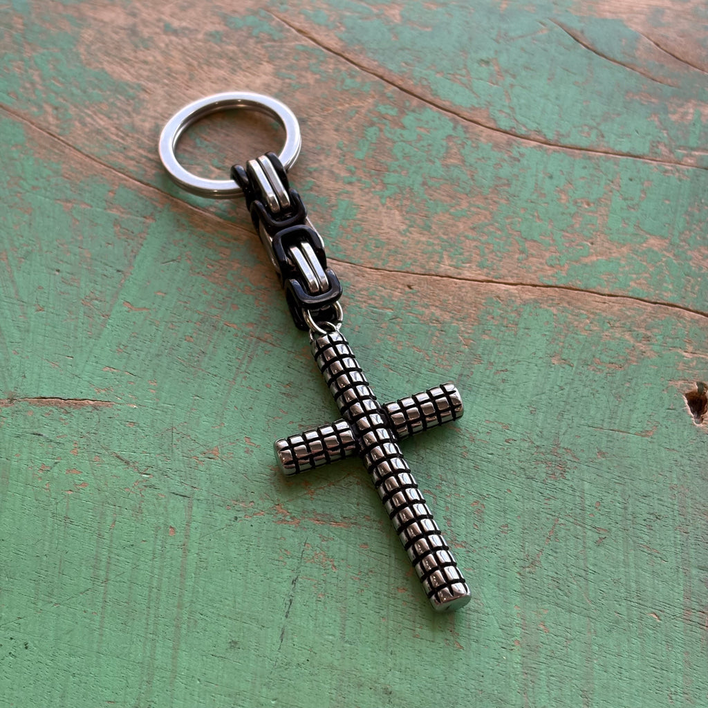 Stainless Steel Cross Keychain – Christian Faith Key Ring