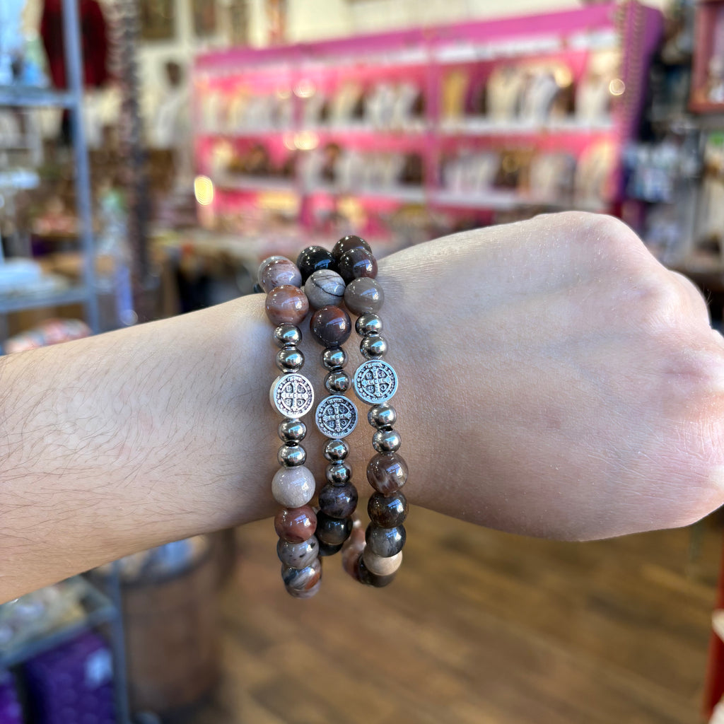 Men's St Benedict Rosary Wrap Bracelet