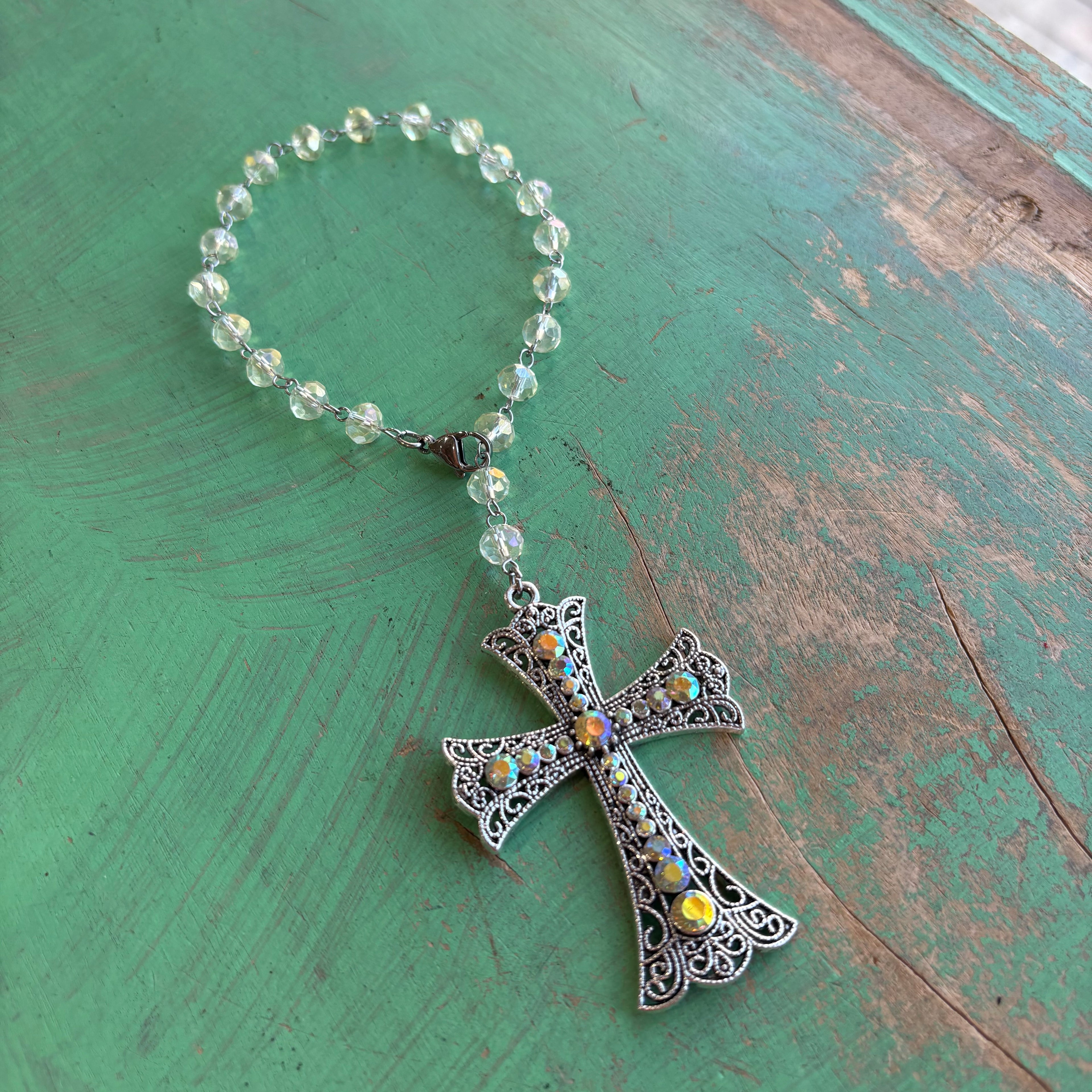 Citrine Glow Jeweled Cross Car & Purse Blessing