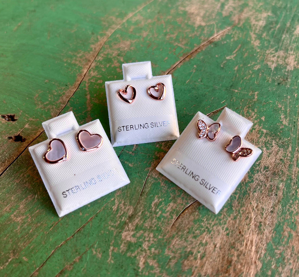 Sterling Silver Rose Gold Stud Earrings