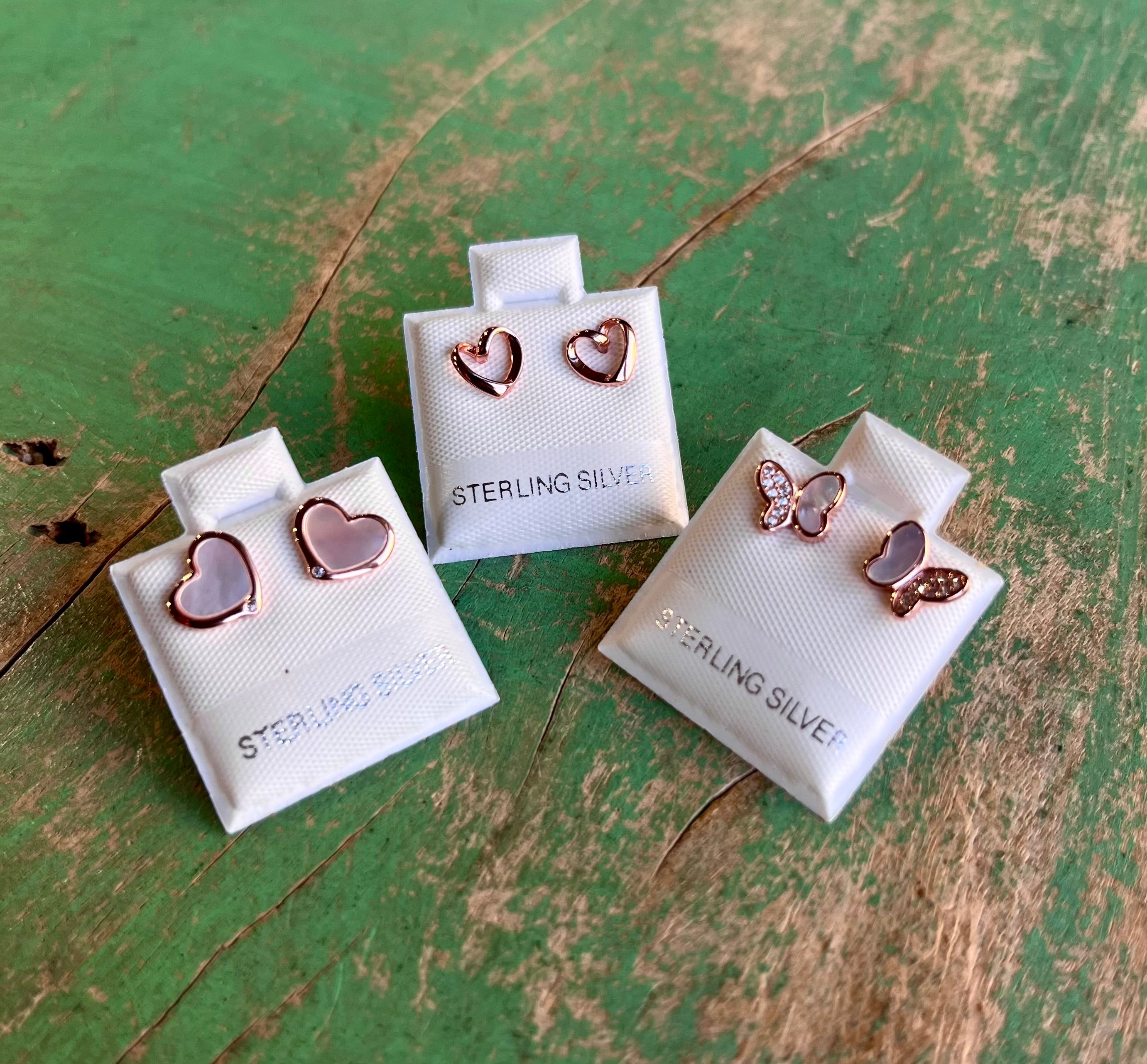 Sterling Silver Rose Gold Stud Earrings