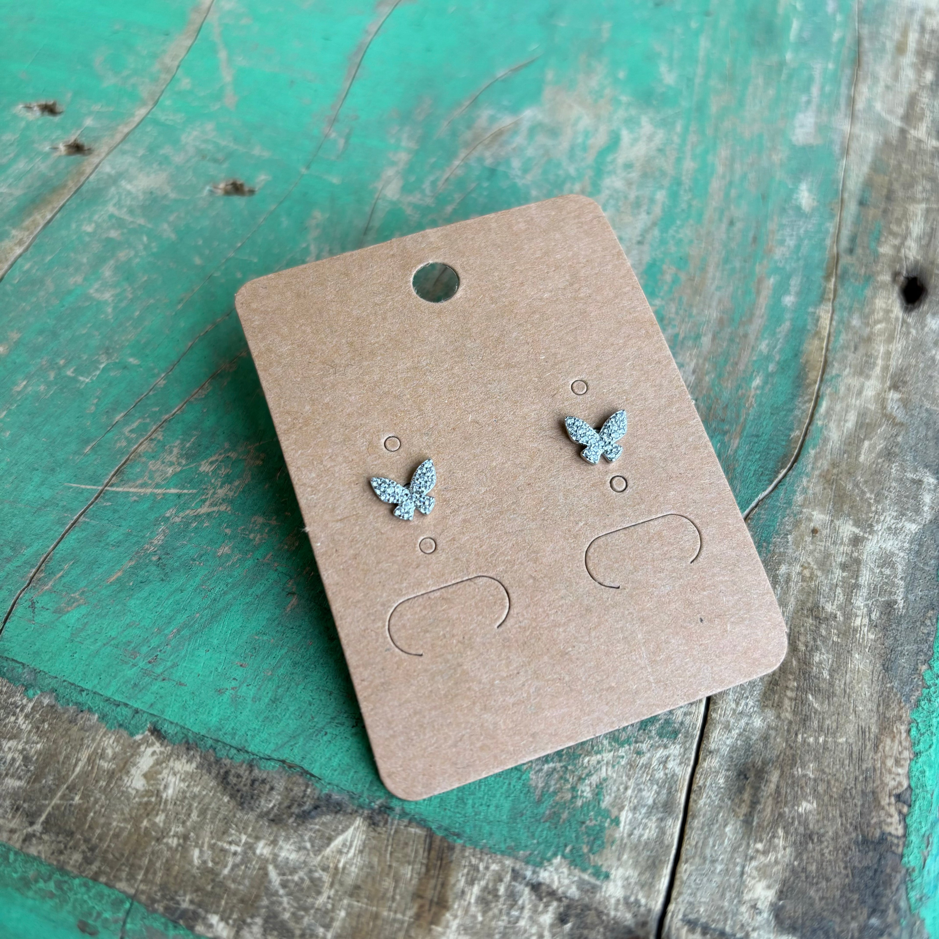 Sterling Silver CZ Butterfly Earrings