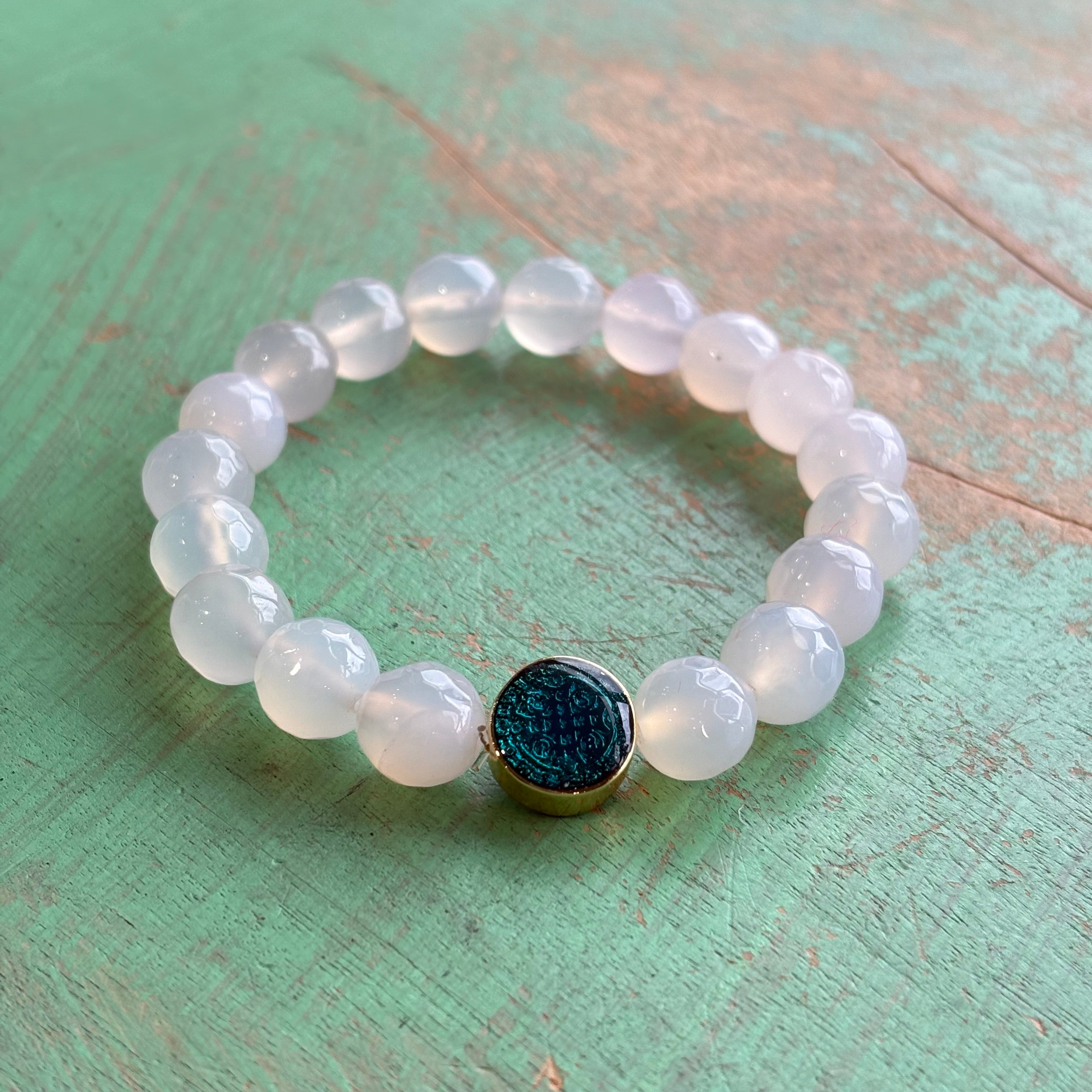 Joyful White Agate St Benedict Bracelet