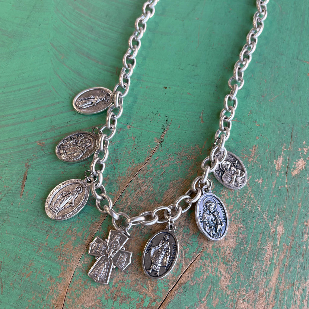 Italian Medal Saint Necklace or Bracelet