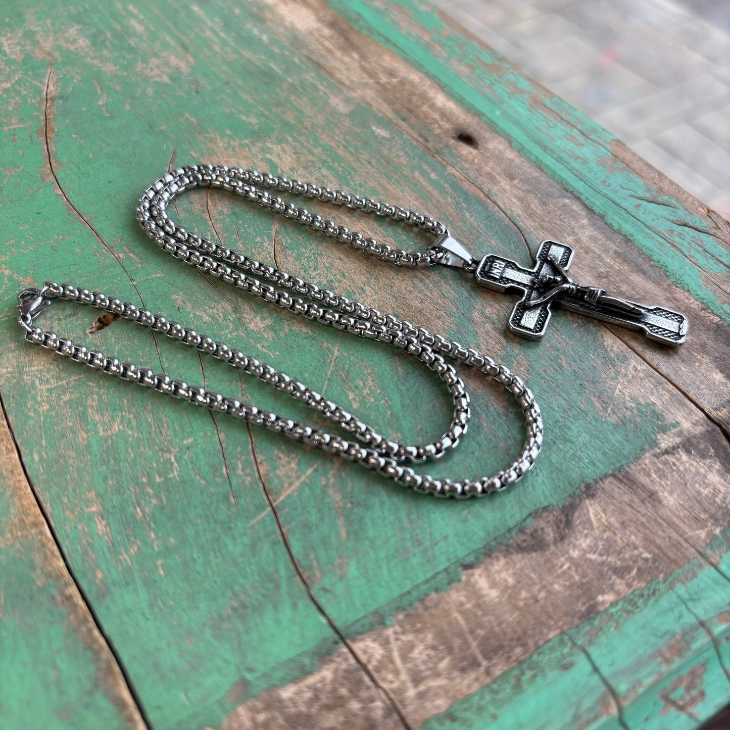 Oxidized Stainless Steel Crucifix