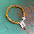 Gold Beaded Freshwater Pearl Faith Bracelets
