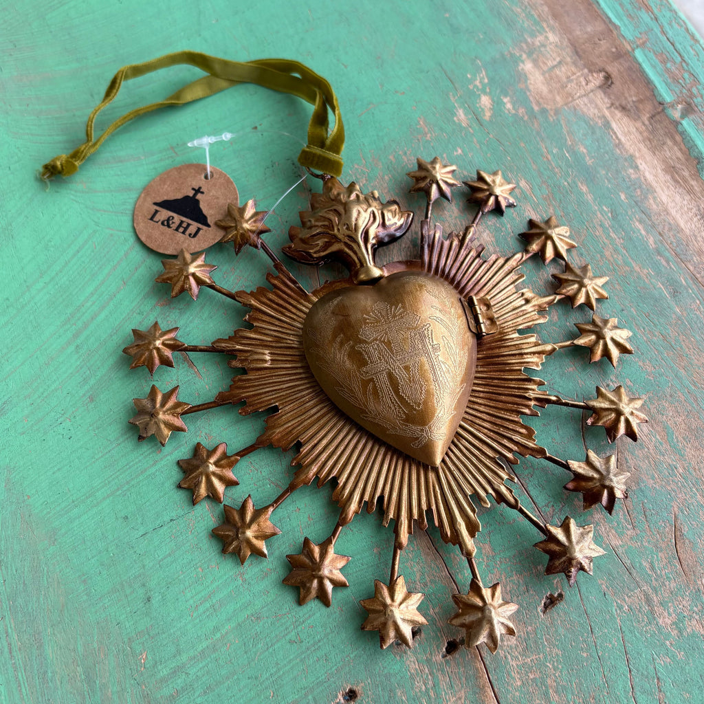 Flaming Stars 6" Sacred Heart Box