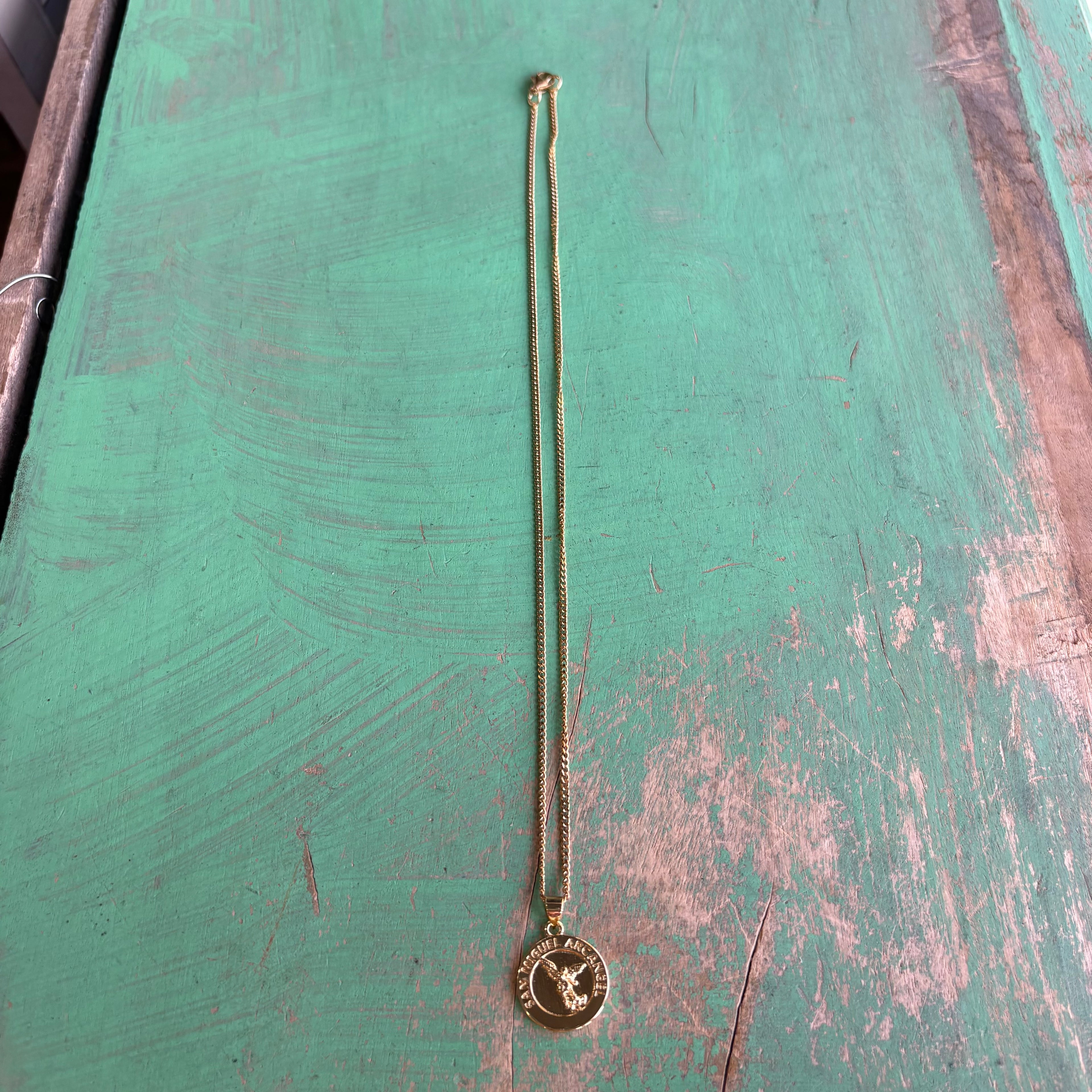 St Michael The Archangel Gold Pendant Necklace