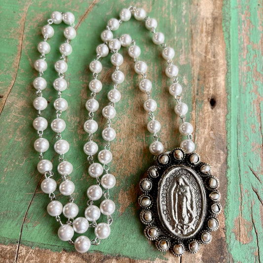 Pearly Virgencita Necklace