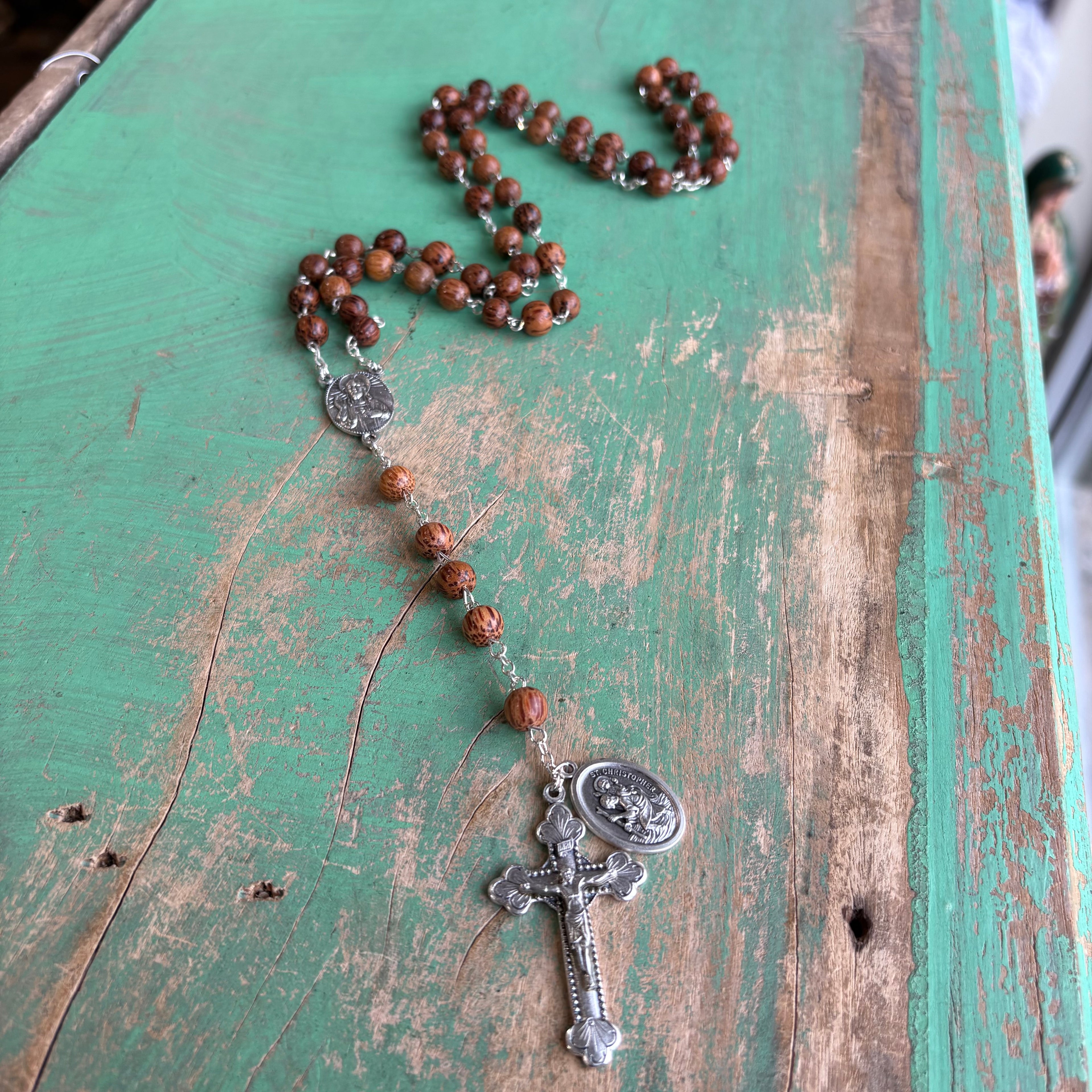 St. Christopher Coco Bead Rosary