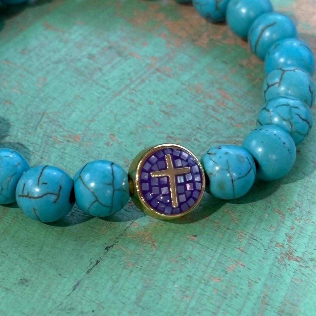 Mosaic Cross Turquoise Bracelet