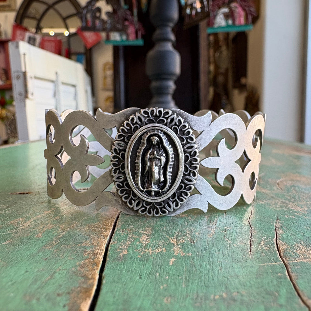 Brushed Silver Plated OLG Cuff Bracelet