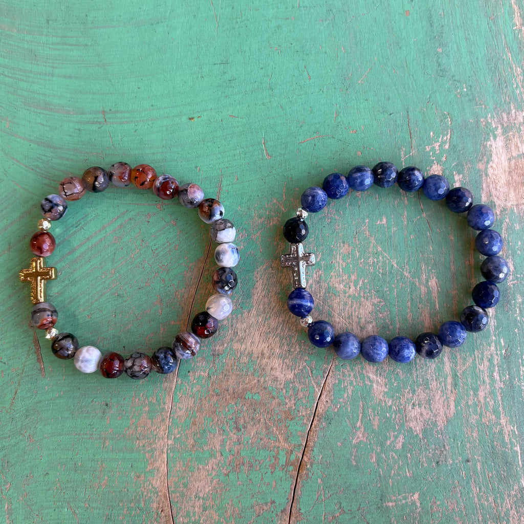 Bold Cross Agate Bracelet