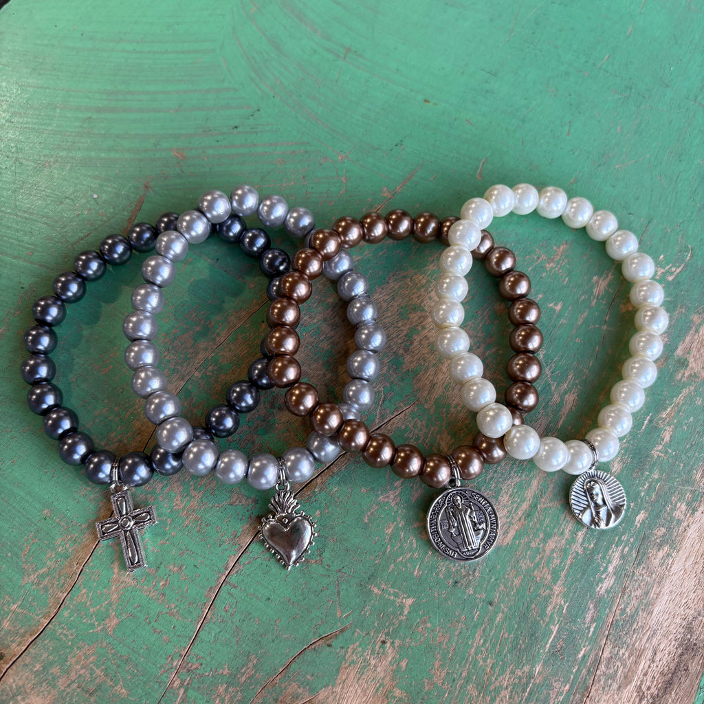 Beautiful Glass Pearl Faith Bracelets